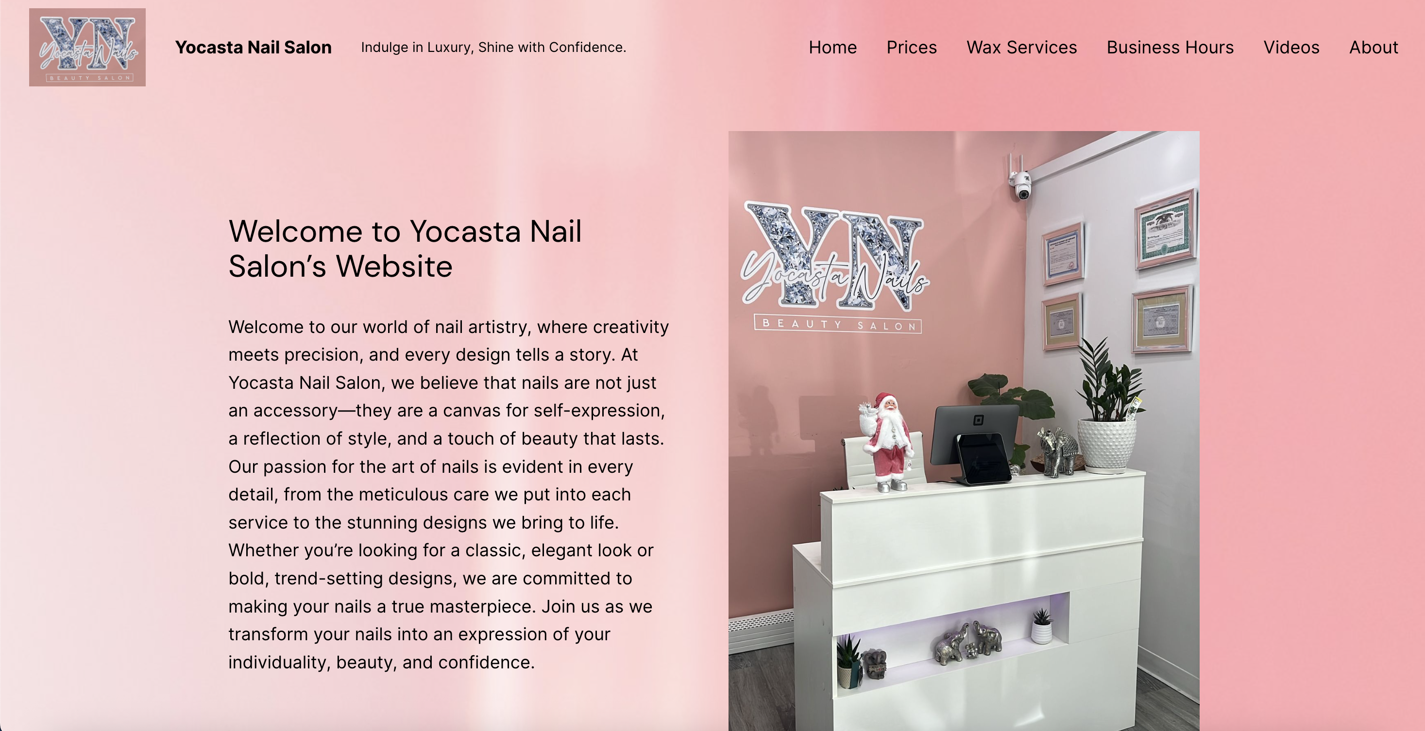 Nail Salon Website - Home Page